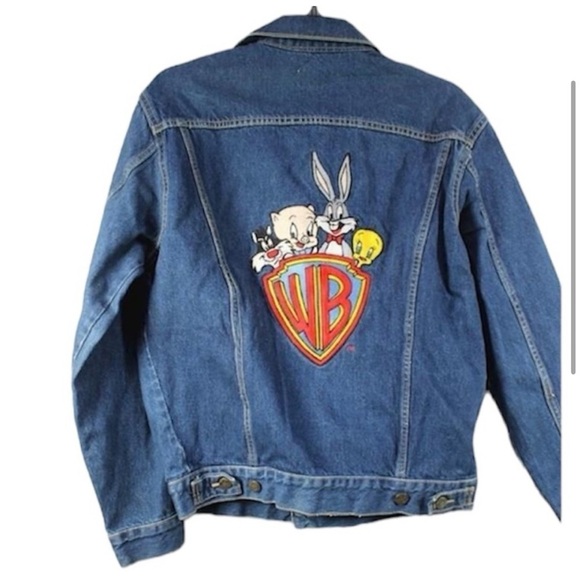 Disney Embroidered Denim Trucker Looney Tunes Blue Jean Jacket, Unisex Size S - Picture 6 of 11
